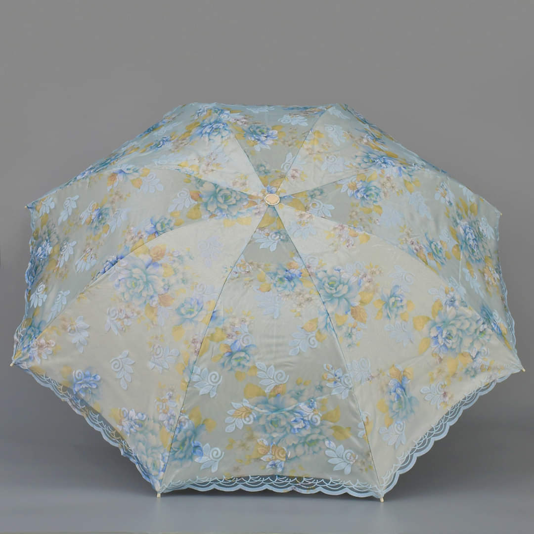 Floral Embroidery Umbrella Green