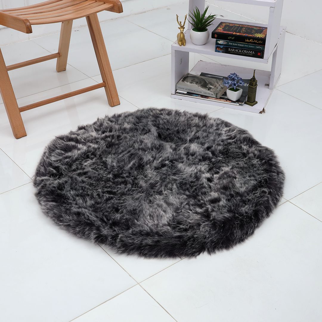Non-Shedding Round Shaggy Rug Charcoal