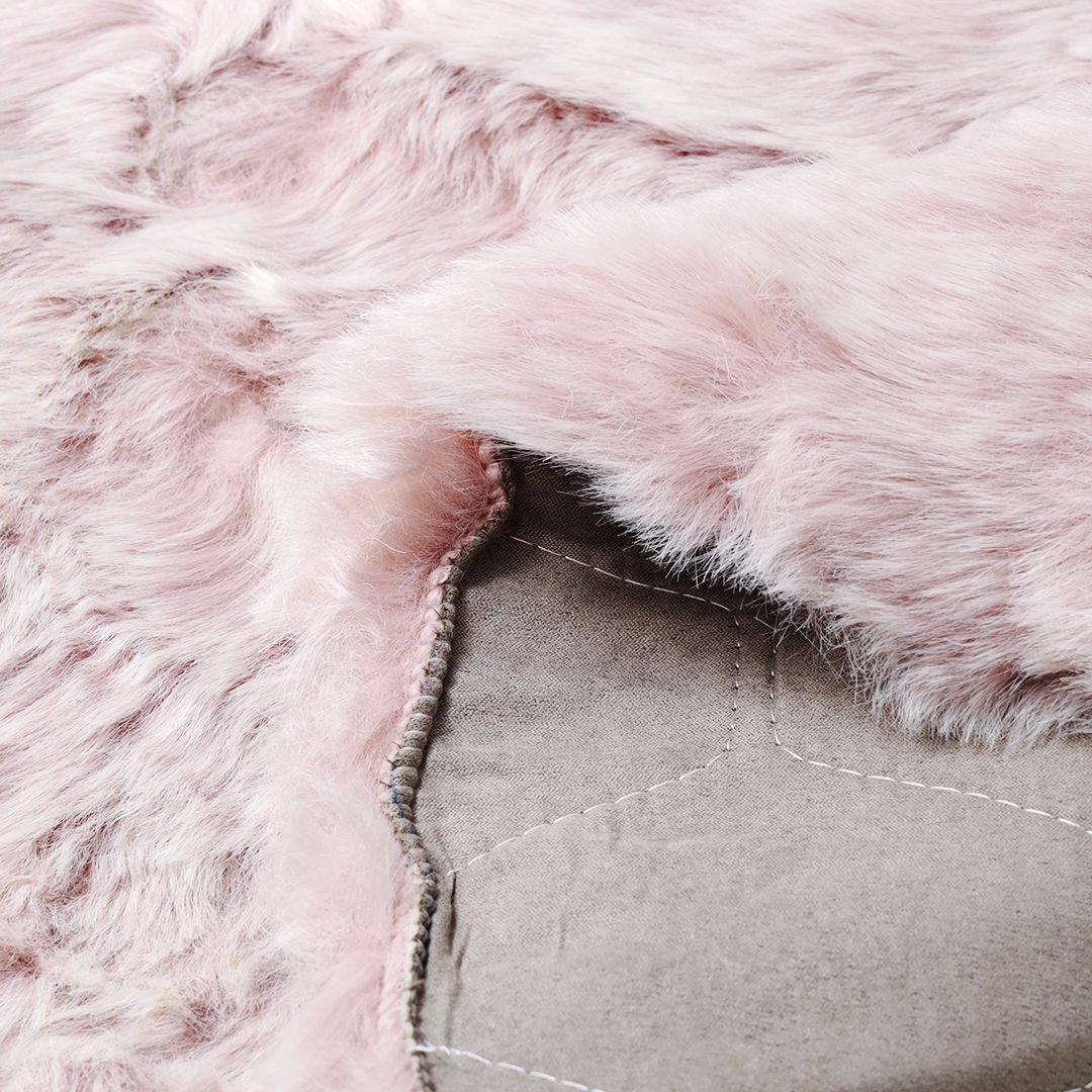 Non-Shedding Round Pink Shaggy Rug