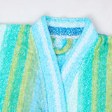 Luxury Bathrobe Green With Yellow Strip