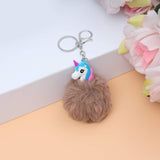 Sea Horse Character Fluffy Ball hanging Keychain (Any Random Color)