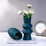Matte Teal Lilac Design Centerpiece Ceramic Vase