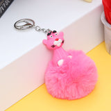 Pink Character Fluffy Ball hanging Keychain (Any Random Color)