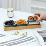 4-Pcs Square Ceramic Grid Snack Serving Tray