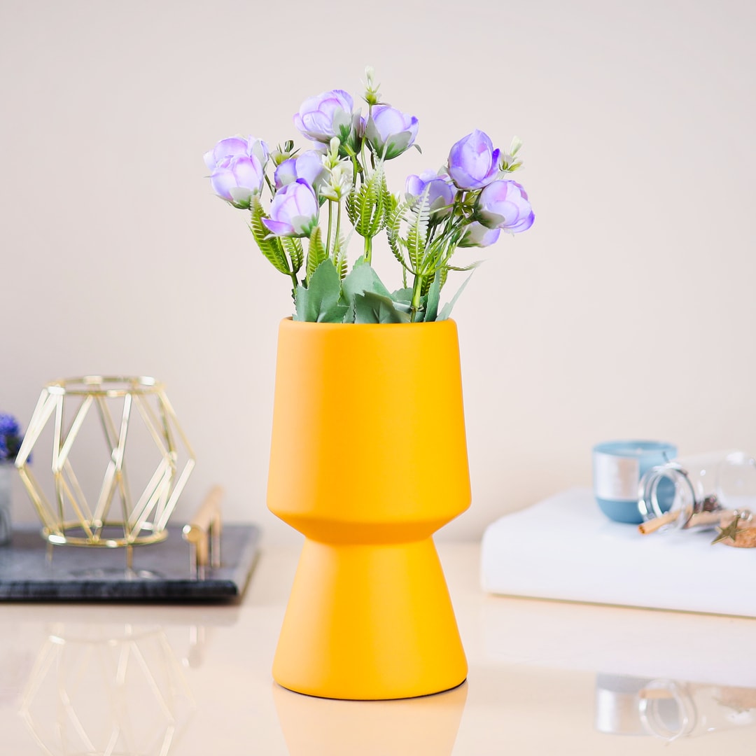 Matte Mustard Elegant Design Centerpiece Ceramic Vase