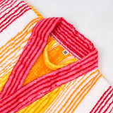 Luxury Bathrobe Pink With Yellow Strip