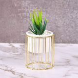 Pure White Porcelain Flower Pot with Vertical Stand & Planter ( Artificial Plants)