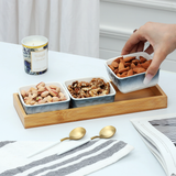 4-Pcs Square Ceramic Grid Snack Serving Tray