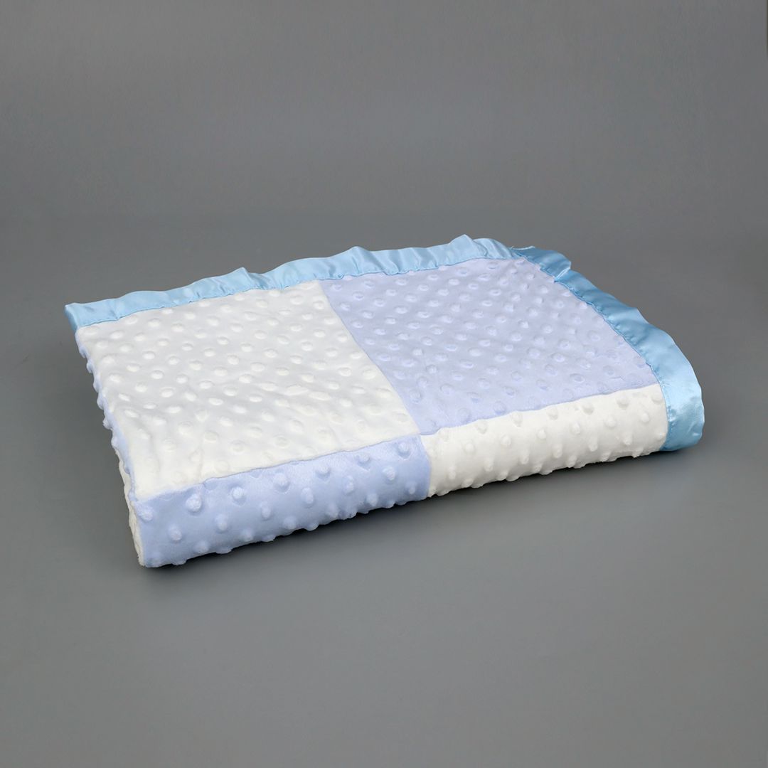 Baby Blanket Satin Border - Blue & White