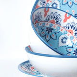 Turquoise Accent Floral Ceramic Dinner Set-24 Pcs
