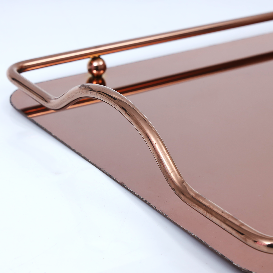 Glassware Serving Tray with Golden Handles