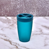 7-Pcs Cerbior Blue Premium Plastic Bathroom Accessories Set with Bin N Brush