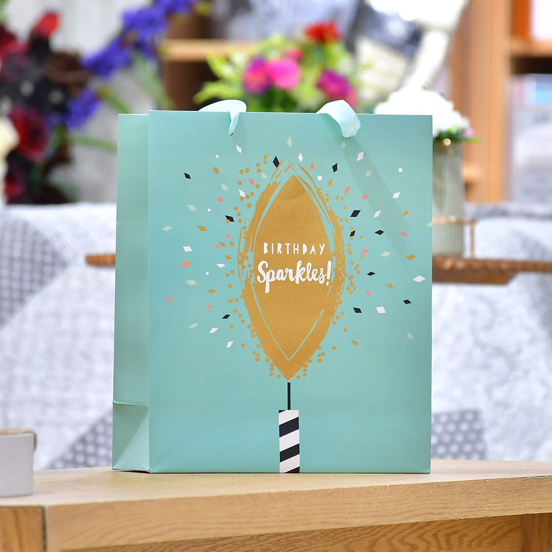 Burning Candle Design Blue Gift Bag