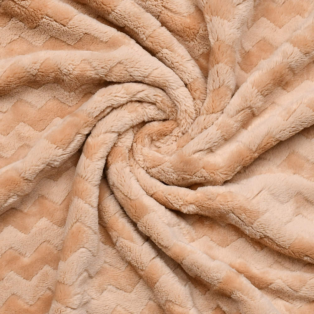 Soft and Cozy Zigzag Design Fluffy Fleece Flannel Blanket-Camel