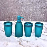 7-Pcs Cerbior Blue Premium Plastic Bathroom Accessories Set with Bin N Brush