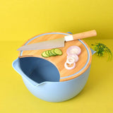 Tessie & Jessie Silicon Container with Bamboo Wood Cutting Board