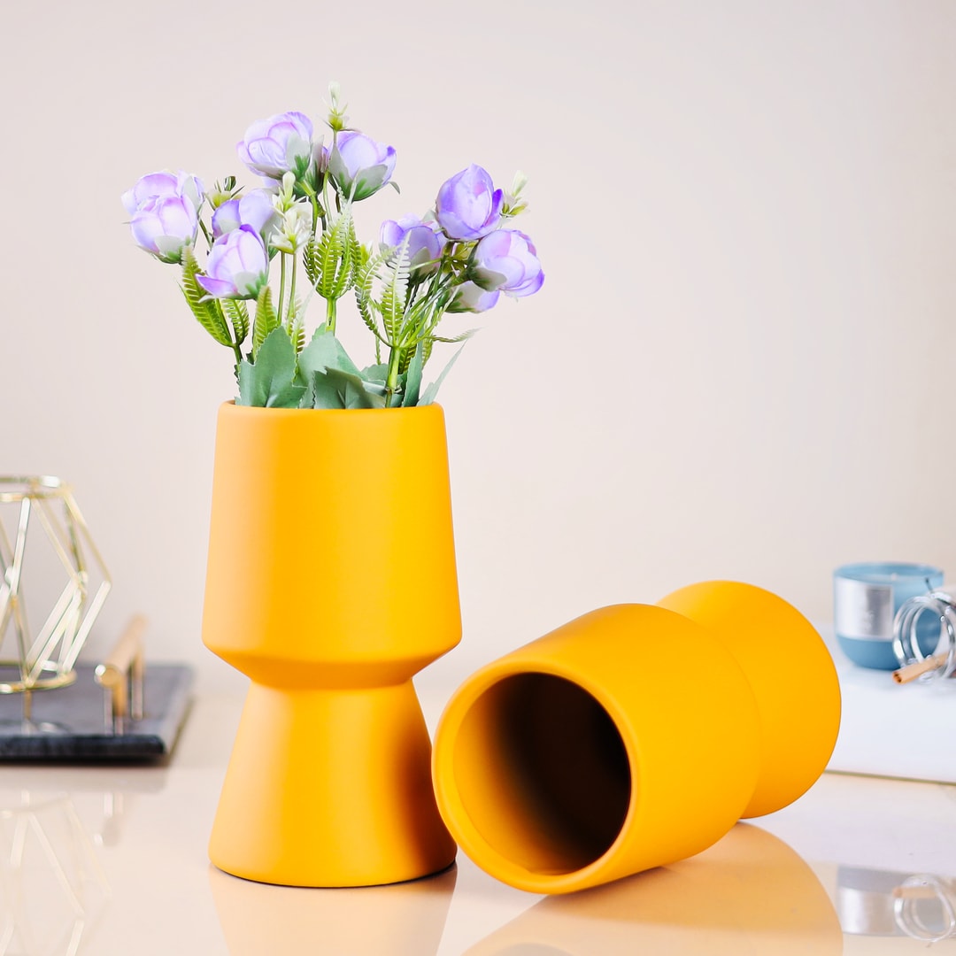 Matte Mustard Elegant Design Centerpiece Ceramic Vase