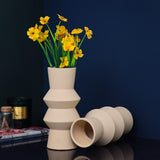 Matte Ivory Lilac Design Centerpiece Ceramic Vase
