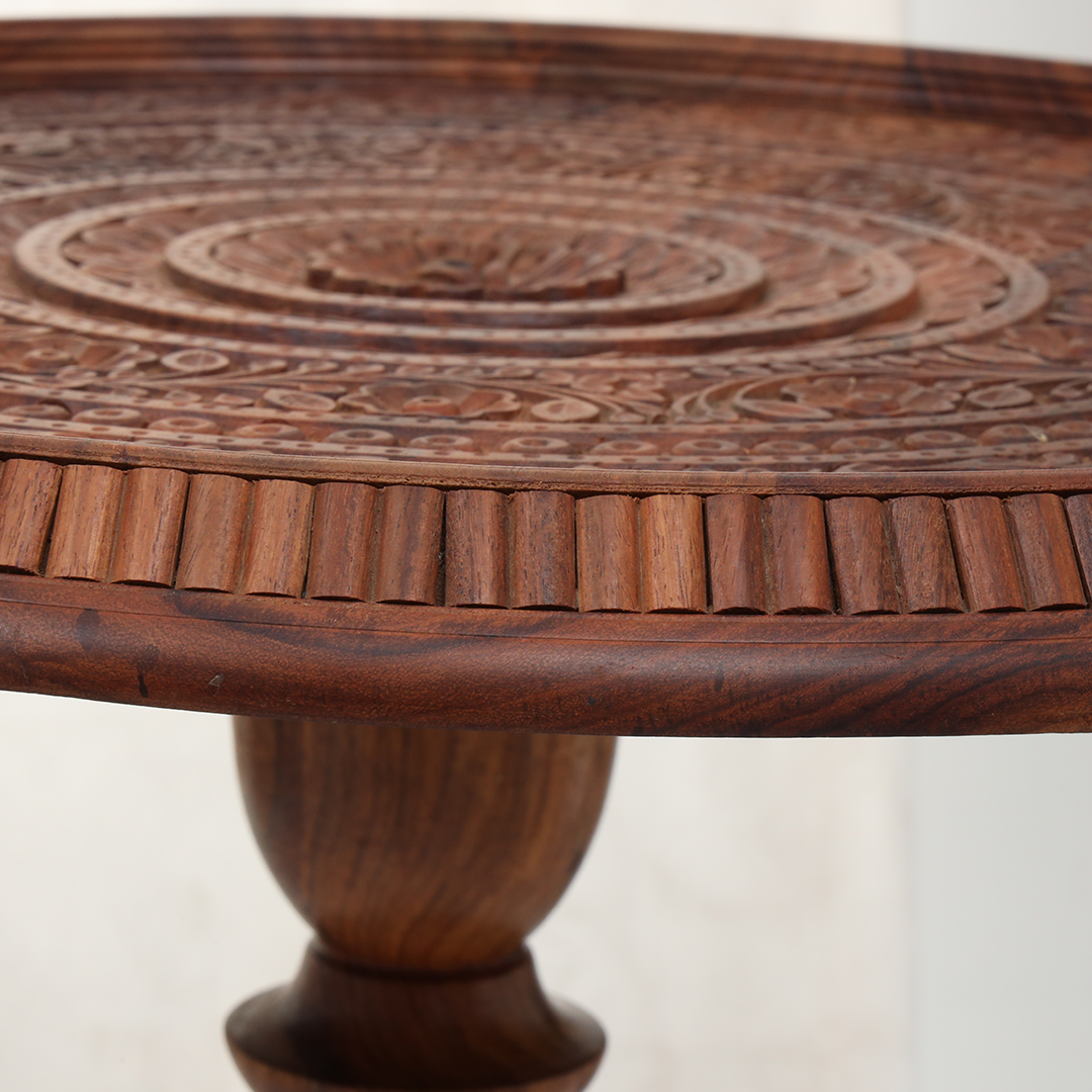 Vintage Wooden Round Side Table