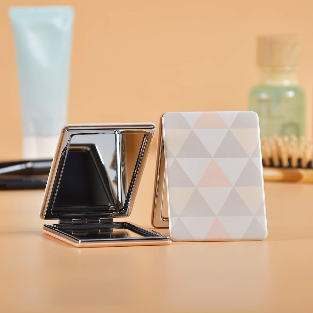 Geometric Design Folding Portable Pocket Mirror
