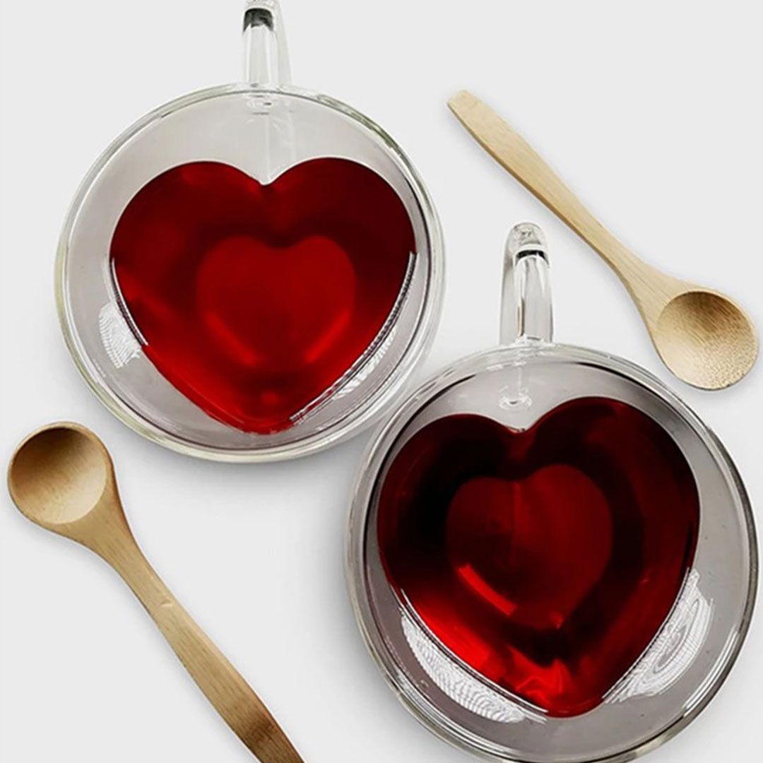 Bistro Classic Heart Shaped Double Wall Glass Coffee Cup