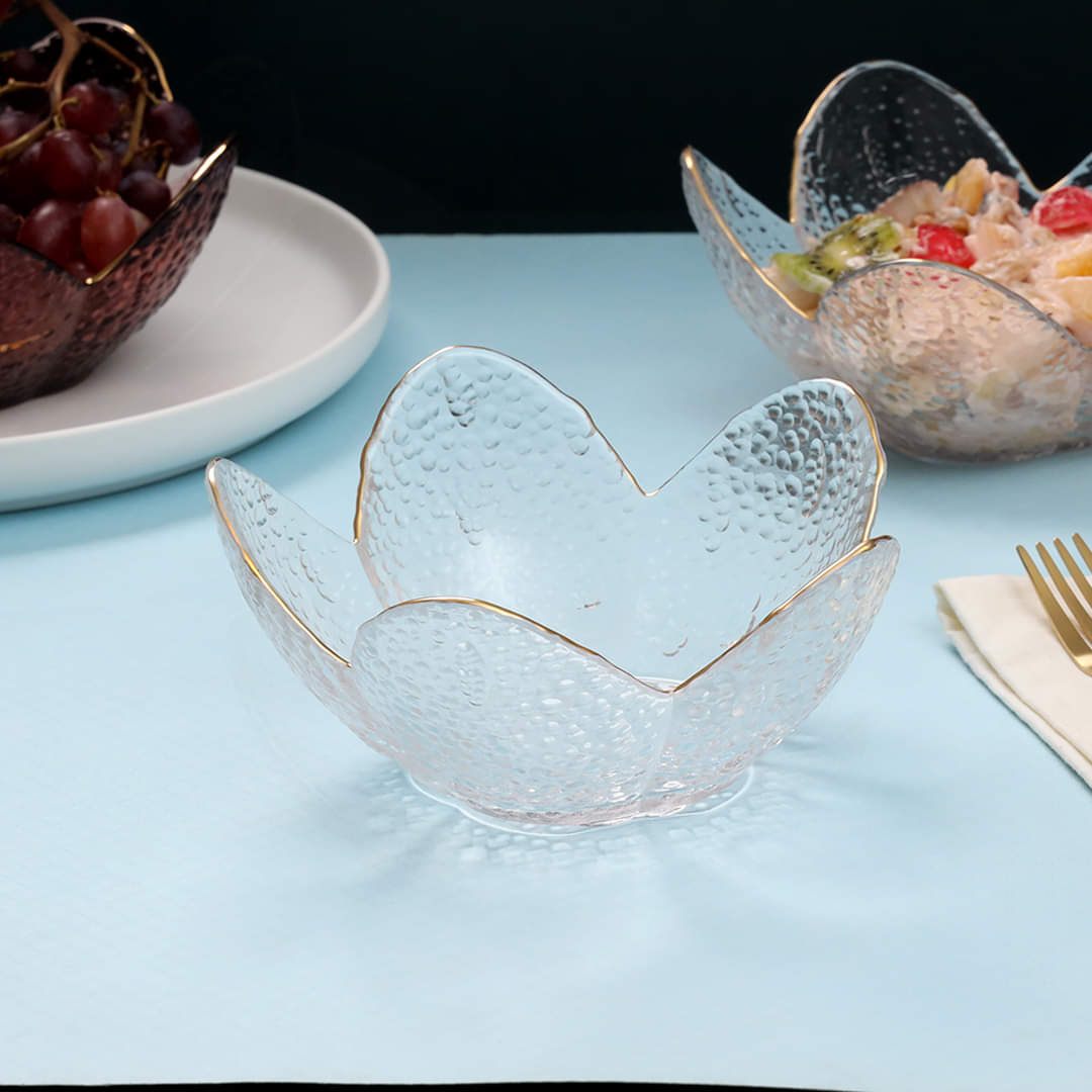 Moderno Lily Shaped Glass Serving Bowl