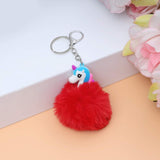 Sea Horse Character Fluffy Ball hanging Keychain (Any Random Color)