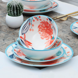 Assortive Motifs Peach Floral Ceramic Dinner Set-24 Pcs