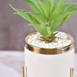 White Classic Marble Finish Porcelain Flower Pot with Planter (Artificial Plants)-Large