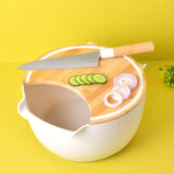 Tessie & Jessie Silicon Container with Bamboo Wood Cutting Board