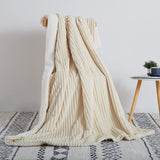 Ribbed Stripe Ultra Soft Sherpa Throw Blanket