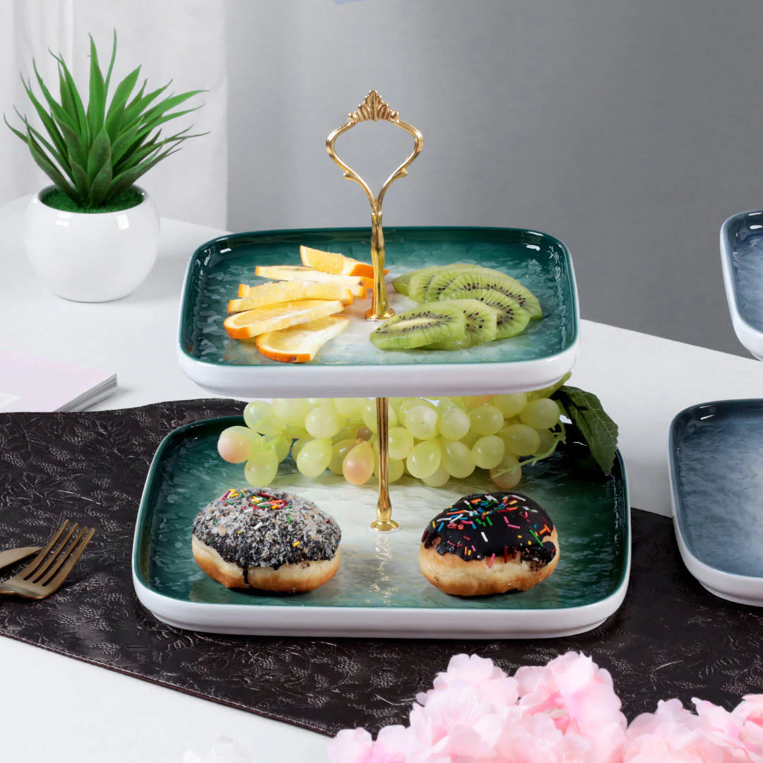 2 Tier European Style Ceramic Tray