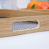 Antique Wooden Rattan Pattern Serving Tray Set