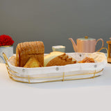 Nordic Style Gold Plated Oval Shape Bread Serving Basket