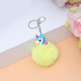 Sea Horse Character Fluffy Ball hanging Keychain (Any Random Color)