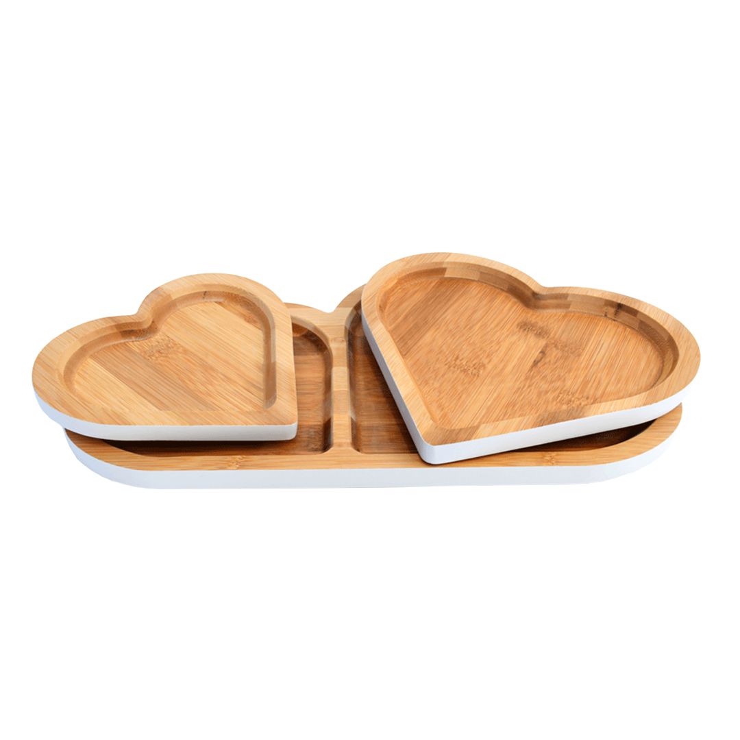 Heart Shape Bamboo Snack Plate Pack