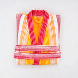Luxury Bathrobe Pink With Yellow Strip