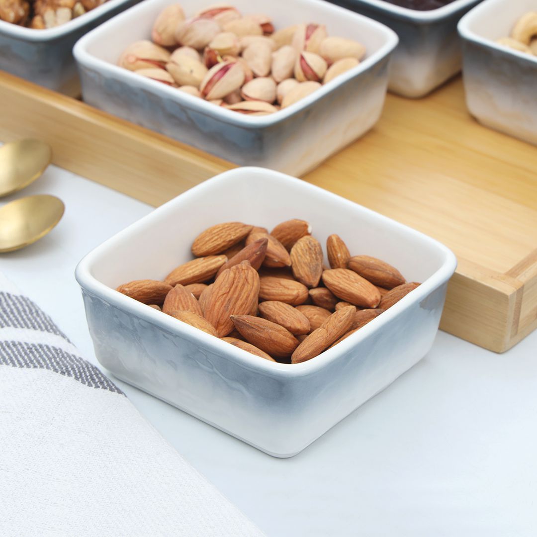 7-Pcs Square Ceramic Grid Snack Serving Tray