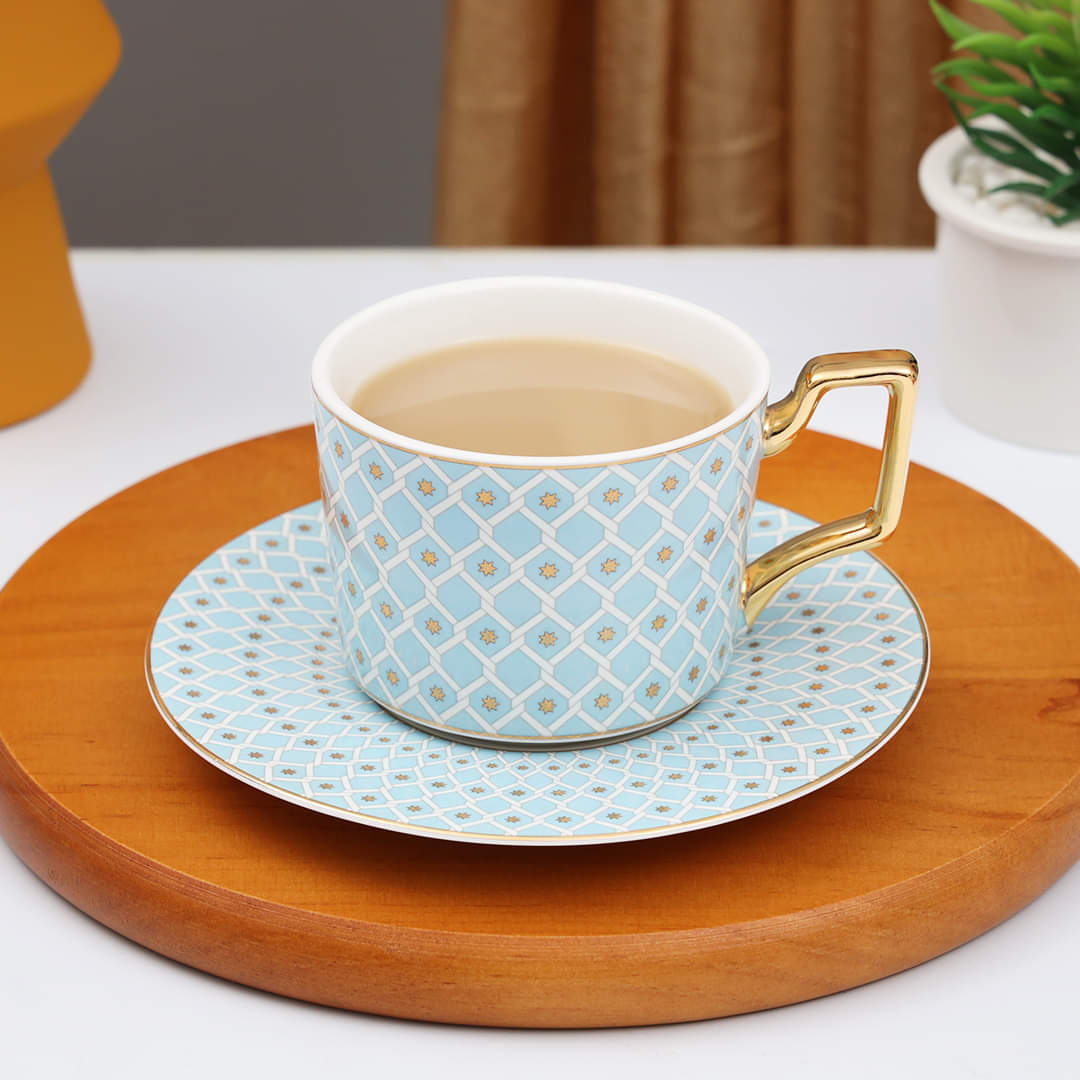 Gold Plated Ceramic Tea Cup Set