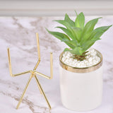 White Classic Marble Finish Porcelain Flower Pot with Planter (Artificial Plants)-Large