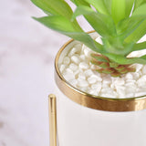White Classic Marble Finish Porcelain Flower Pot with Planter (Artificial Plants)-Medium