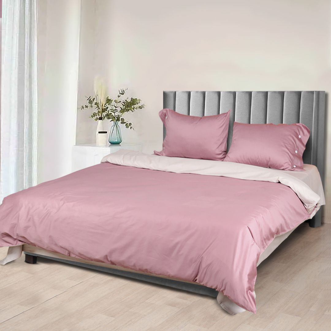 4-Pcs Swanky Cotton Satin Reversible Bedding Set