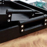 Pair of Diamond Engraved Classic PU Leather Black Serving Tray