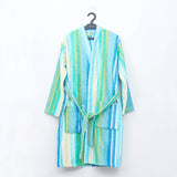 Luxury Bathrobe Green With Yellow Strip