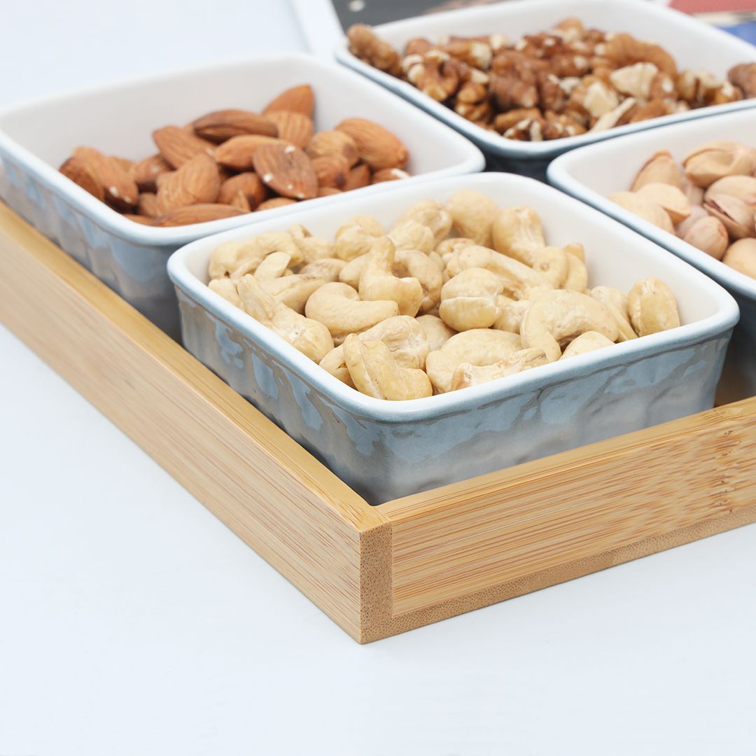 5-Pcs Square Ceramic Grid Snack Serving Tray