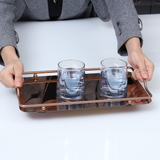 Glassware Serving Tray with Golden Handles