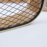 Antique Wooden Rattan Pattern Serving Tray Set