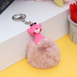Pink Character Fluffy Ball hanging Keychain (Any Random Color)