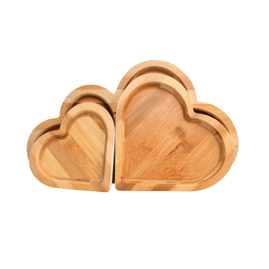 Heart Shape Bamboo Snack Plate Pack