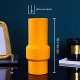 Matte Mustard Pole Design Centerpiece Ceramic Vase